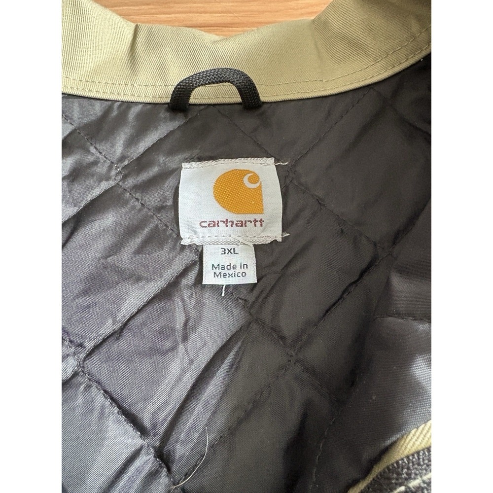 Carhartt Twill Work Chore Jacket 3XL Midweight Quilted Nylon Lined J293 Khaki - Picture 2 of 9